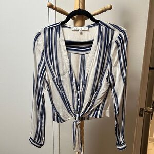 Lovers and friends Navy and White Striped Blouse size M